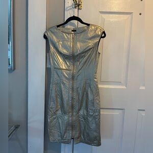 Searle Metallic Gold Zipper Dress